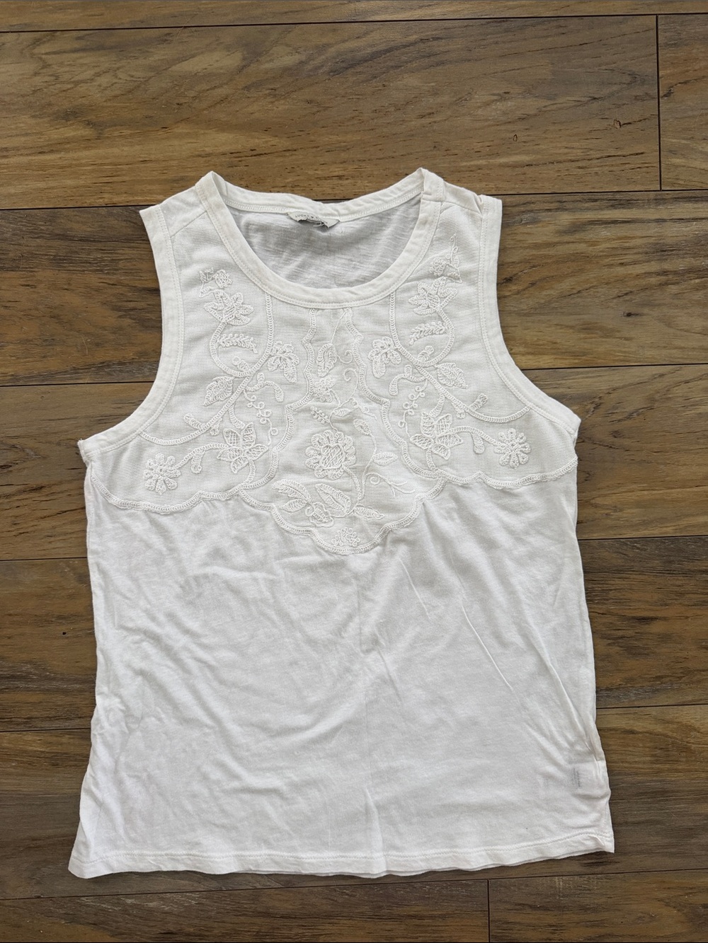 Lucky Brand White Embroidered Tank